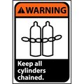 National Marker Co Warning Sign 10x7 Rigid Plastic - Keep All Cylinders Chained WGA2R